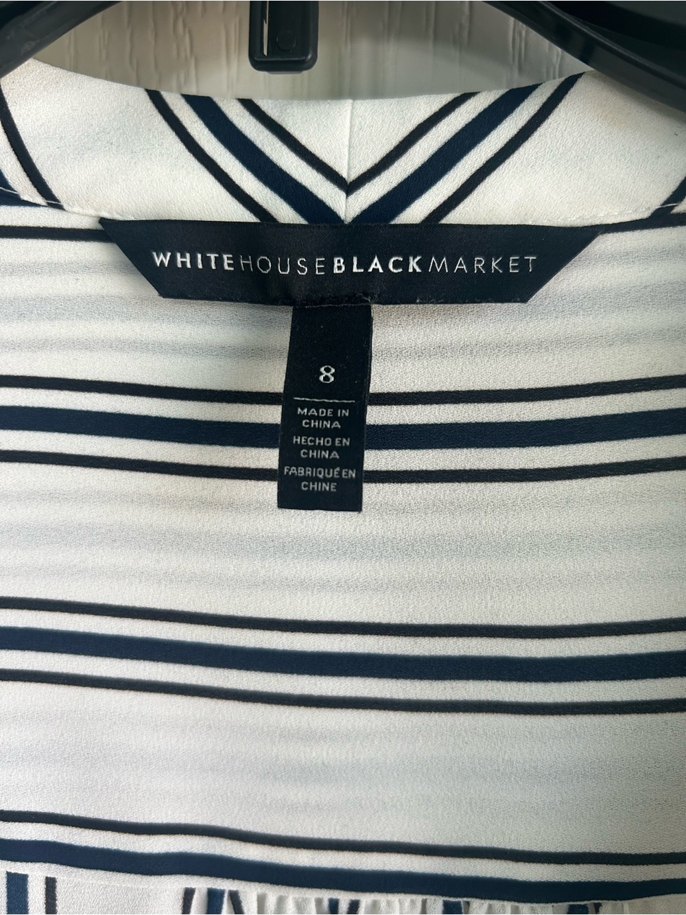 White House Black Market Striped Tie-Neck Blouse - Picture 3 of 5